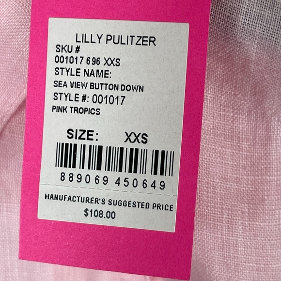 Lilly Pulitzer Sea View Button Down Shirt XXS Pink - Picture 11 of 12